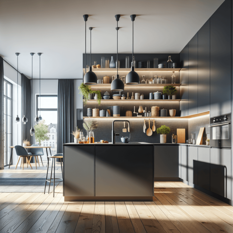 anthrazitfarbene Freistehende Küche-Augsburg-1