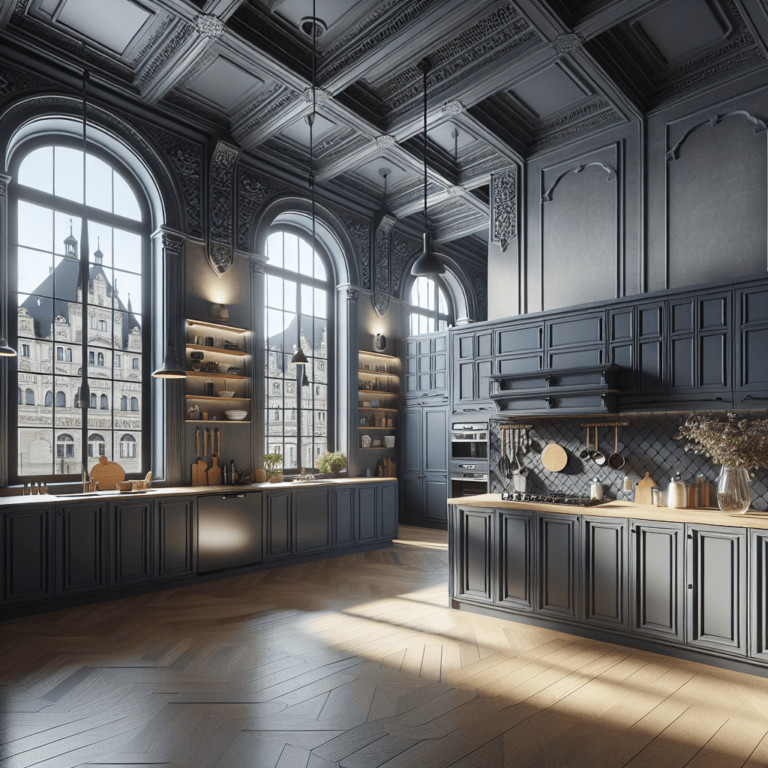 anthrazitfarbene Küche im Art-Deco-Stil-Augsburg-1