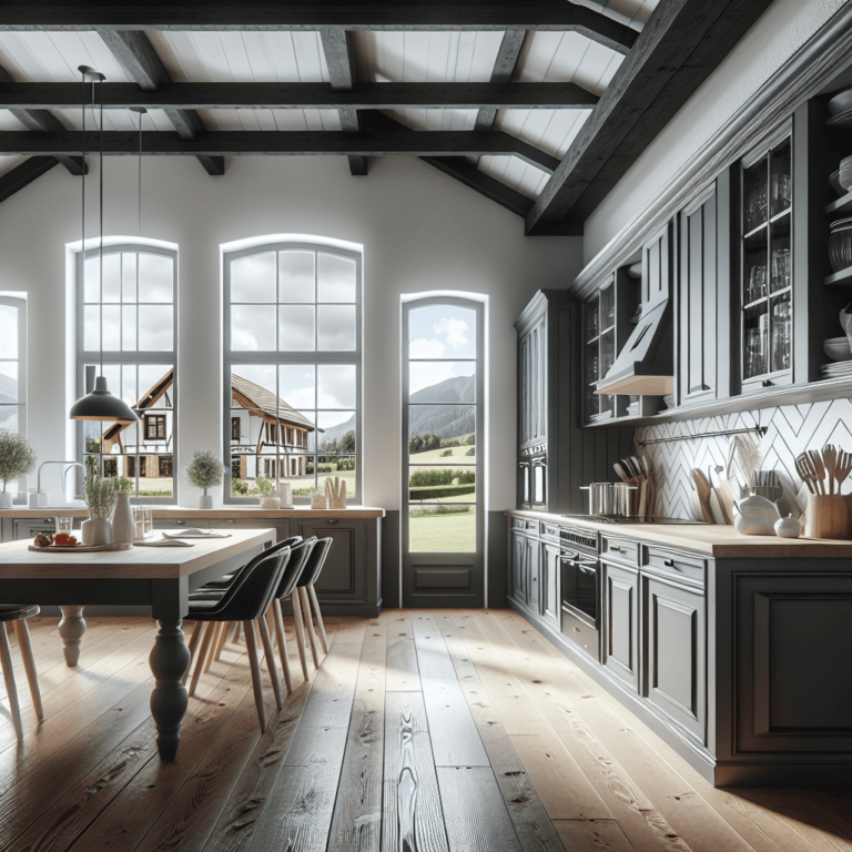 anthrazitfarbene Küche im Bauernhausstil-Augsburg-1