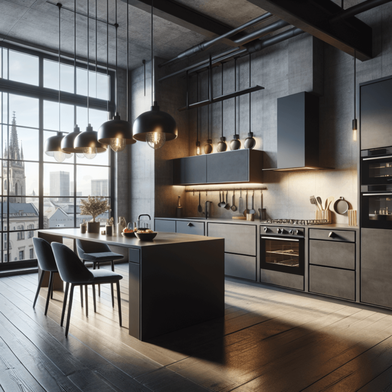 anthrazitfarbene Küche im Loftstil-Augsburg-1