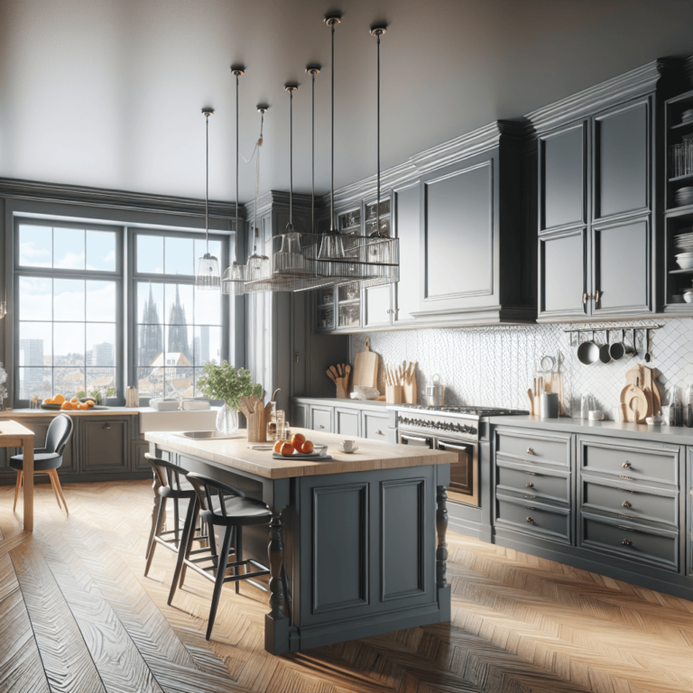 anthrazitfarbene Küche im Shabby Chic Stil-Augsburg-1