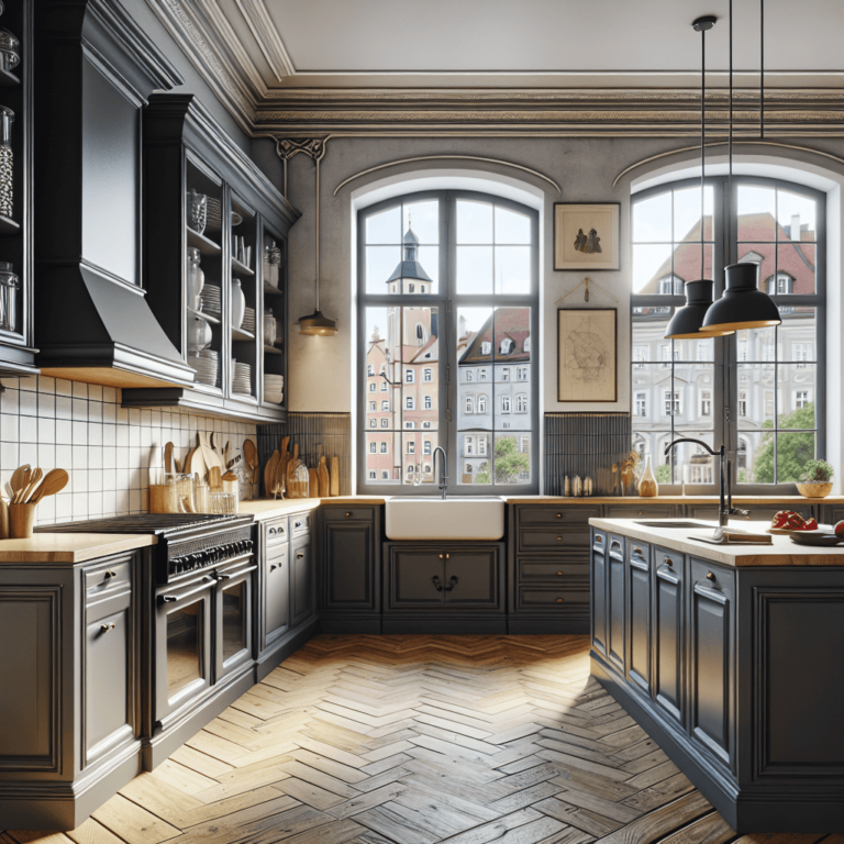 anthrazitfarbene Küche im Vintage Chic Stil-Augsburg-1