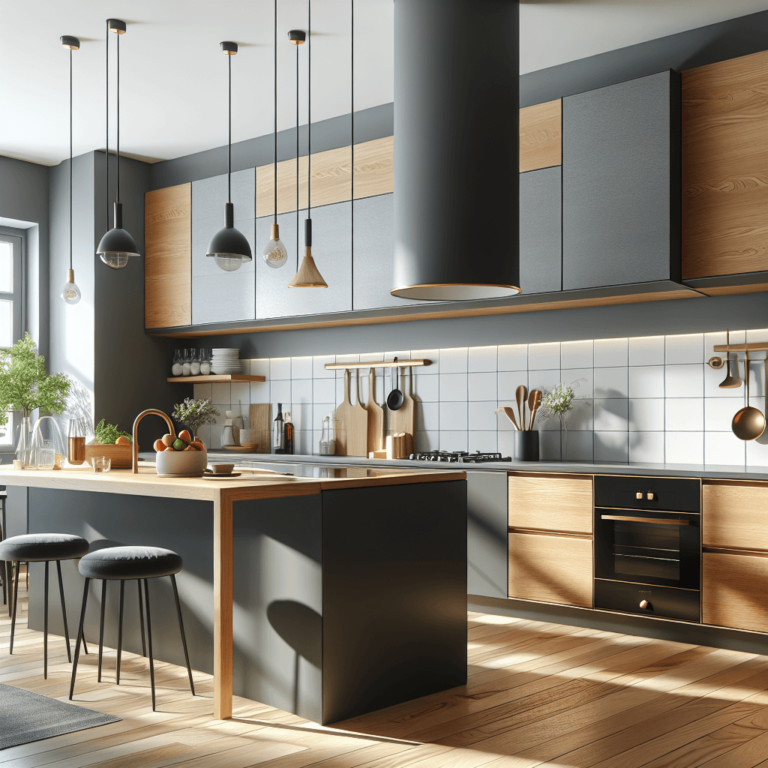 anthrazitfarbene Küche im skandinavischen Stil-Augsburg-1