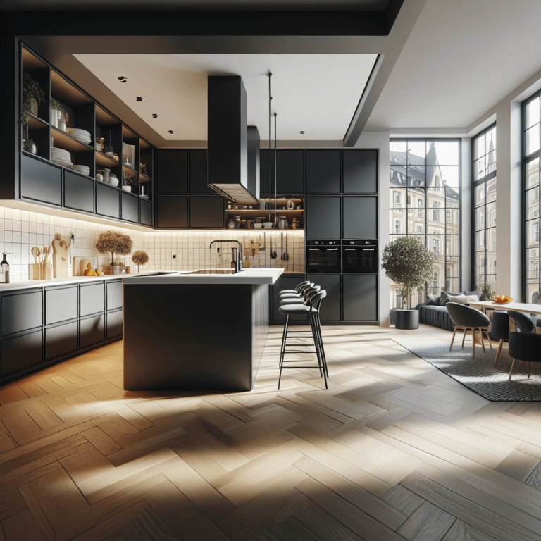 anthrazitfarbene Küche in L-Form-Augsburg-1