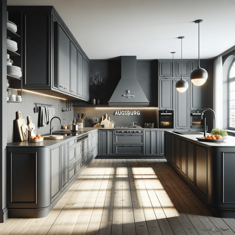 anthrazitfarbene Küche in U-Form-Augsburg
