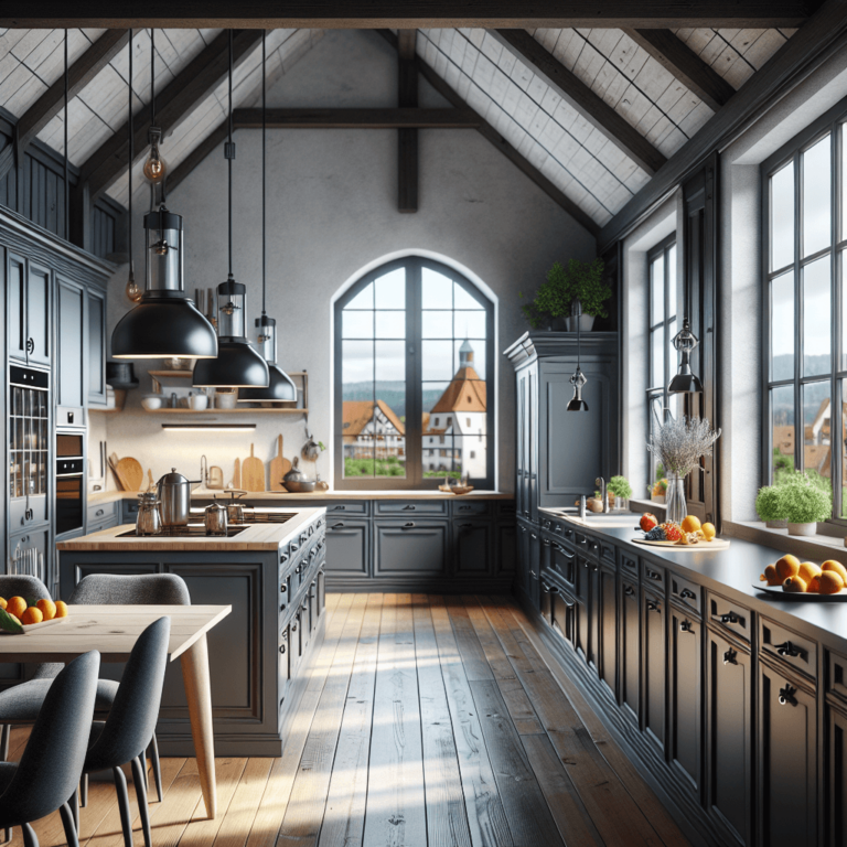 anthrazitfarbene Landhausküche-Augsburg