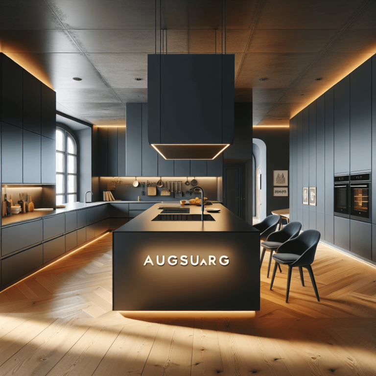 anthrazitfarbene Schwebende Küche-Augsburg