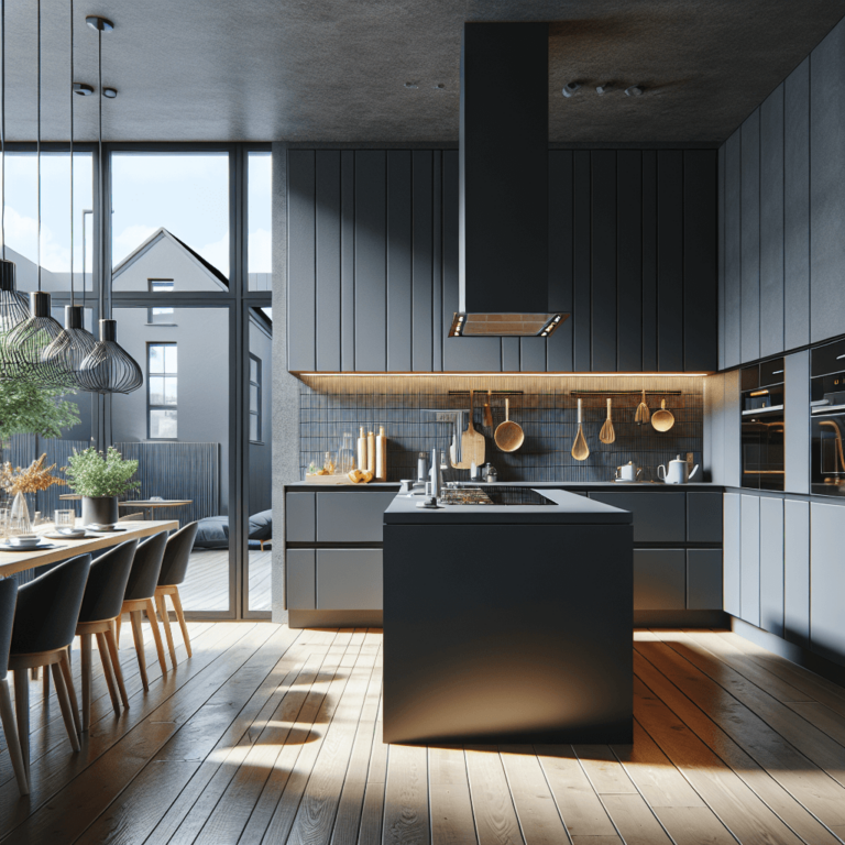 anthrazitfarbene einzeilige Küche-Augsburg-1