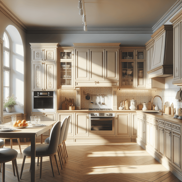 beige Küche im Vintage Chic Stil-Augsburg-1