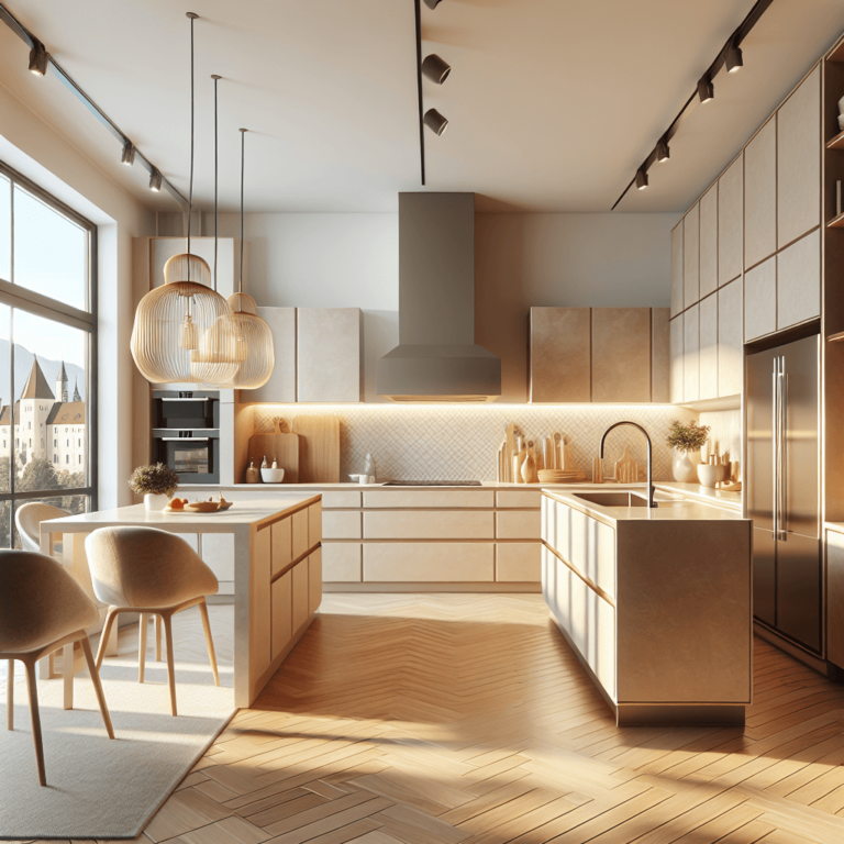 beige einzeilige Küche-Augsburg-1