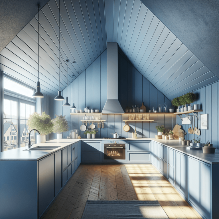 blaue Küche für Dachschräge-Augsburg-1