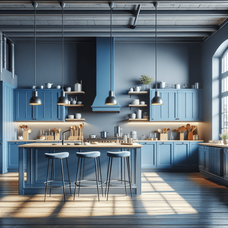 blaue Küche im Loftstil-Augsburg-1