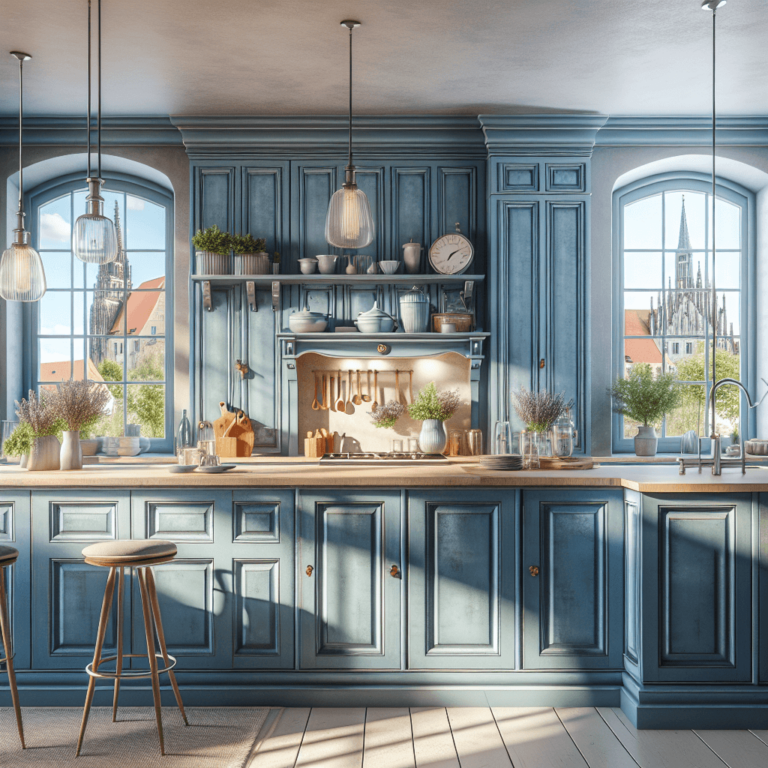 blaue Küche im Shabby Chic Stil-Augsburg-1