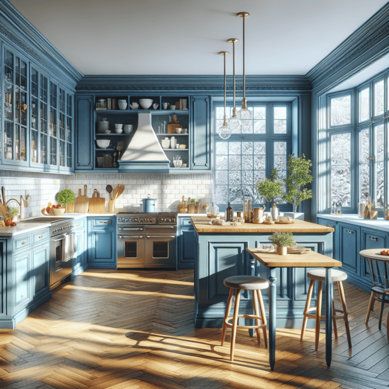blaue Küche im Vintage Chic Stil-Augsburg-1