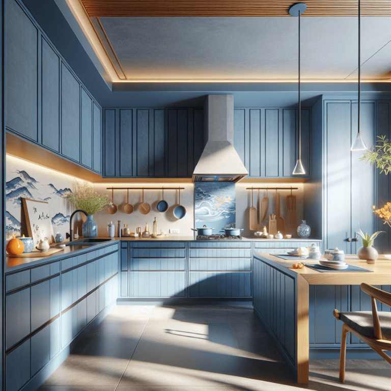 blaue Küche im asiatischen Stil-Augsburg-1