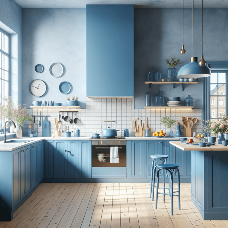 blaue Küche im skandinavischen Stil-Augsburg-1