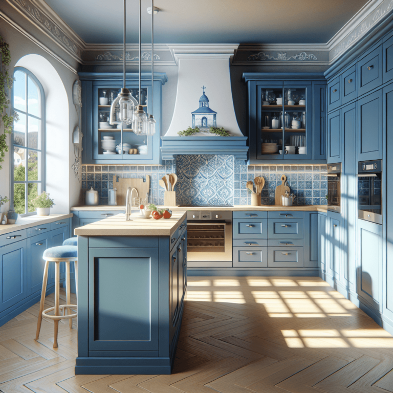 blaue Landhausküche-Augsburg