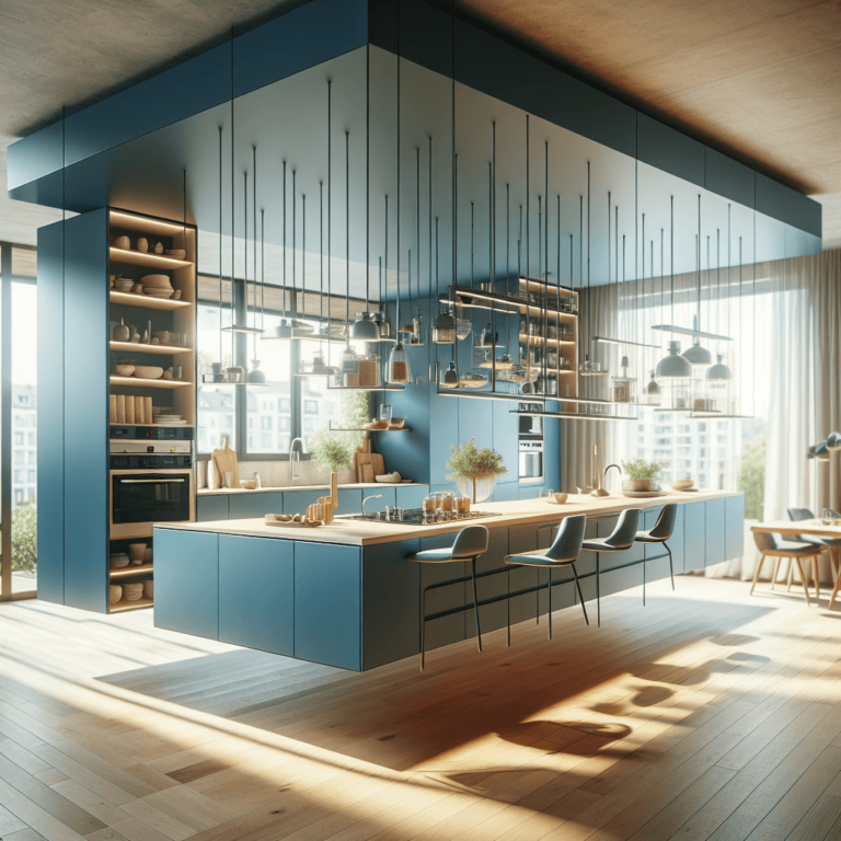 blaue Schwebende Küche-Augsburg