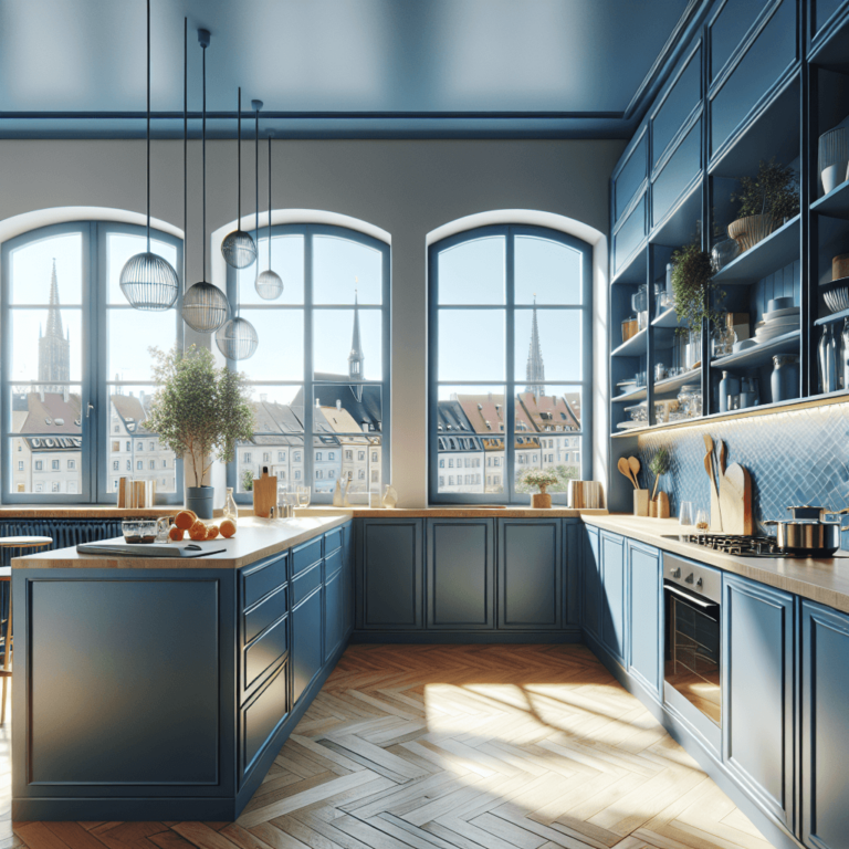 blaue Wohnküche-Augsburg