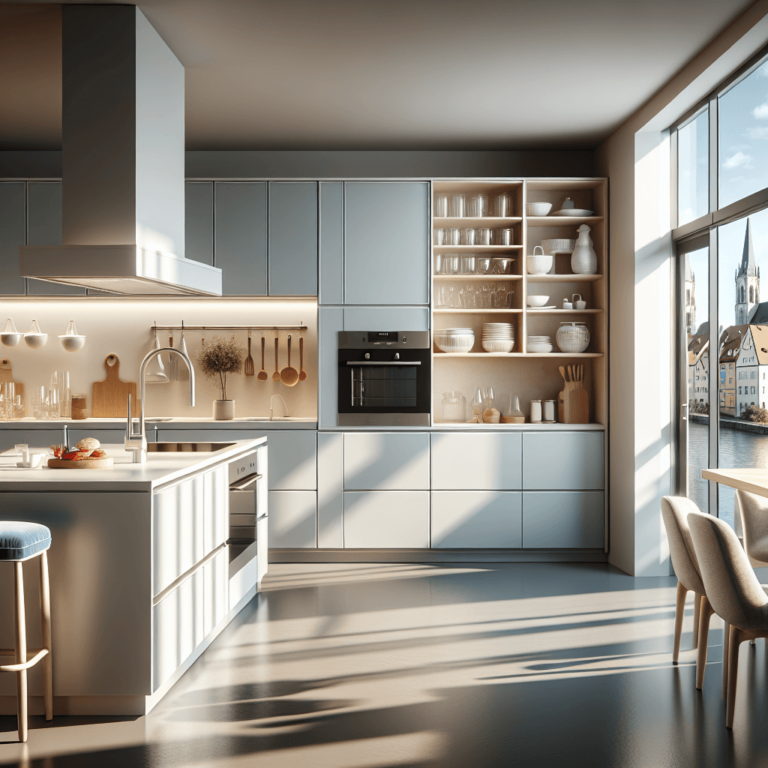 blaugraue Freistehende Küche-Augsburg-1