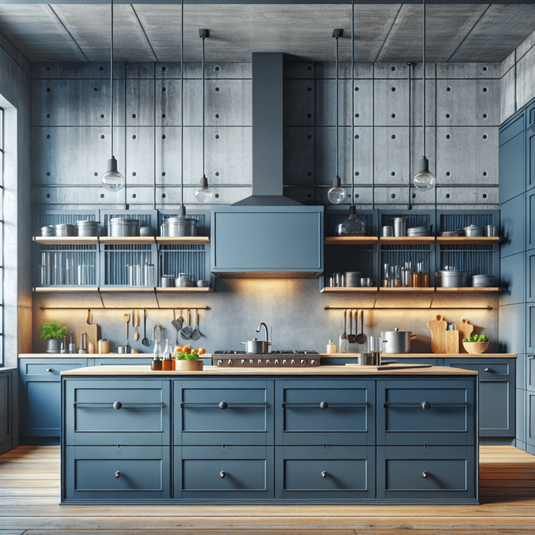 blaugraue Industrial Style Küche-Augsburg-1