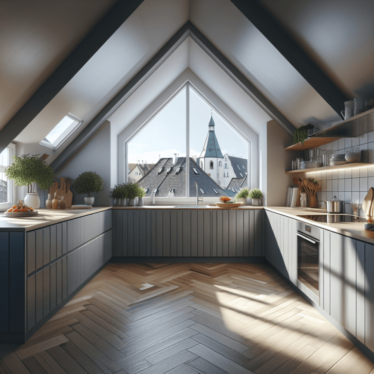 blaugraue Küche für Dachschräge-Augsburg-1
