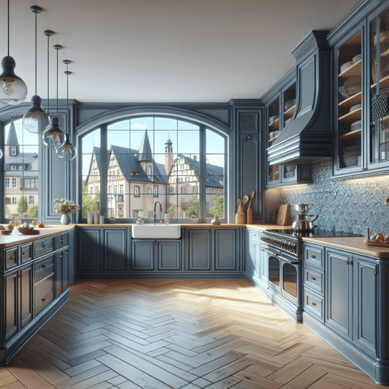 blaugraue Küche im Art-Deco-Stil-Augsburg-1