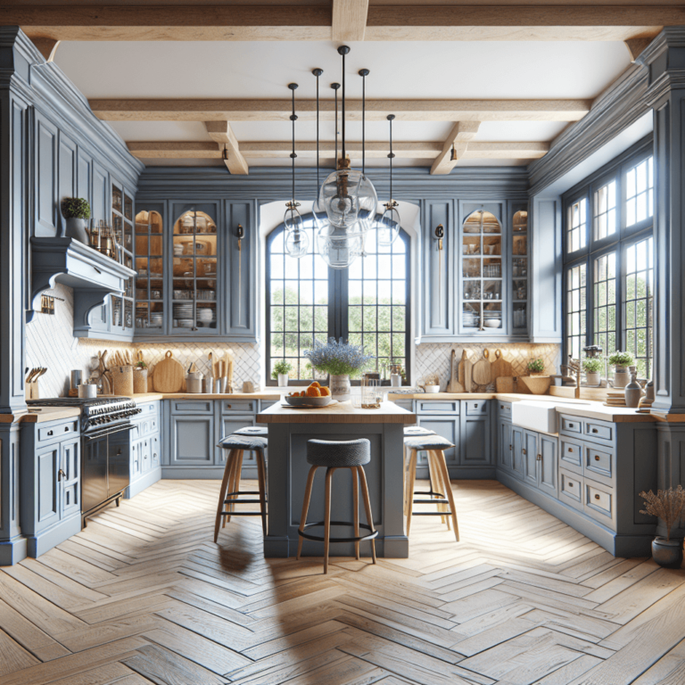 blaugraue Küche im Bauernhausstil-Augsburg-1