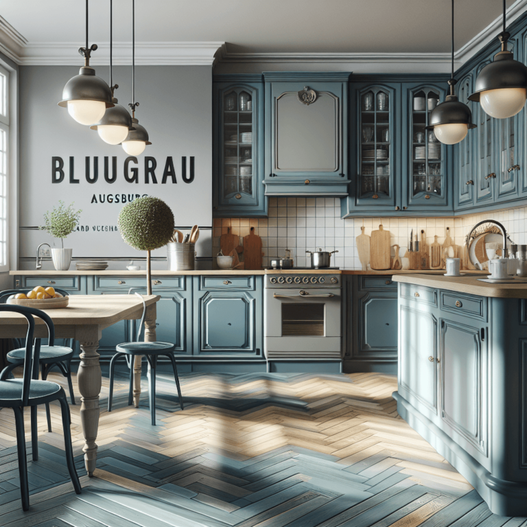 blaugraue Küche im Vintage Chic Stil-Augsburg-1