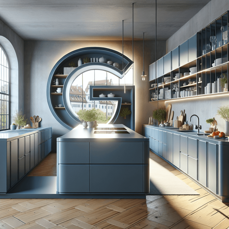 blaugraue Küche in G-Form-Augsburg-1