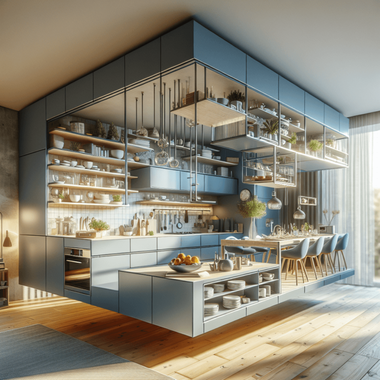 blaugraue Schwebende Küche-Augsburg