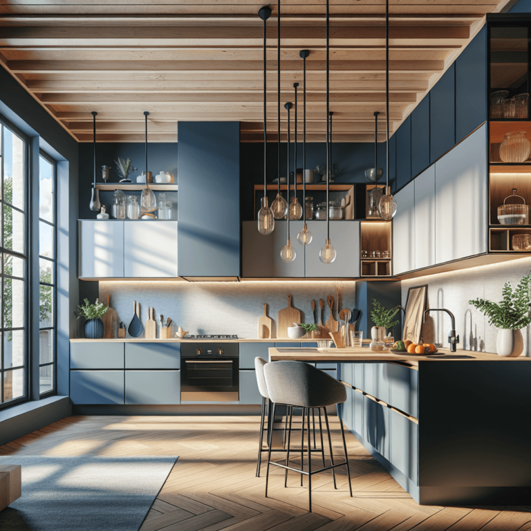 blaugraue Wohnküche-Augsburg