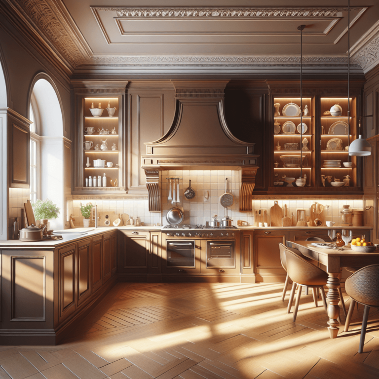 braune Küche im Vintage Chic Stil-Augsburg-1