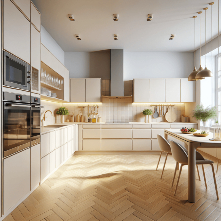 cremefarbene einzeilige Küche-Augsburg-1