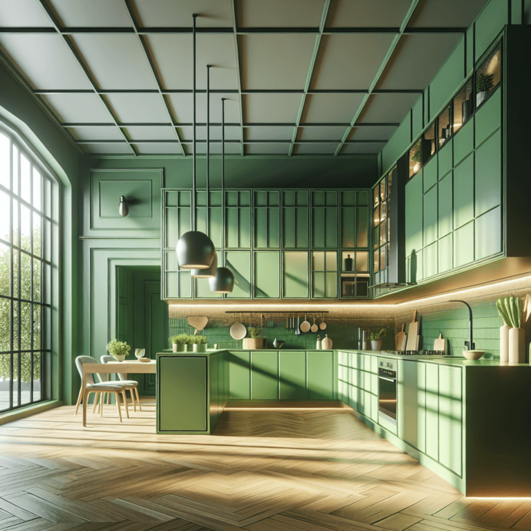 grüne Küche in G-Form-Augsburg-1