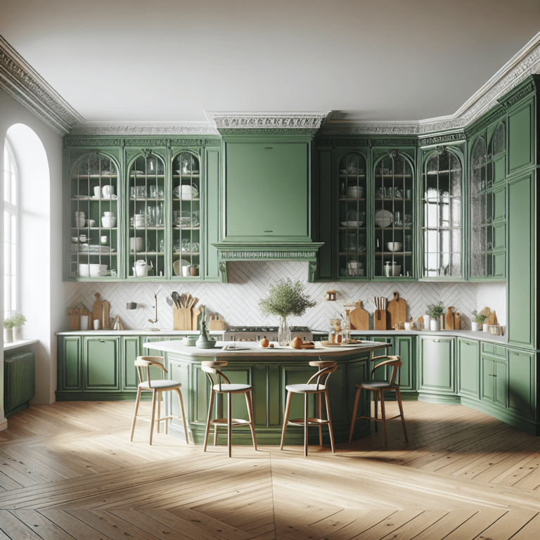 grüne Küche in U-Form-Augsburg