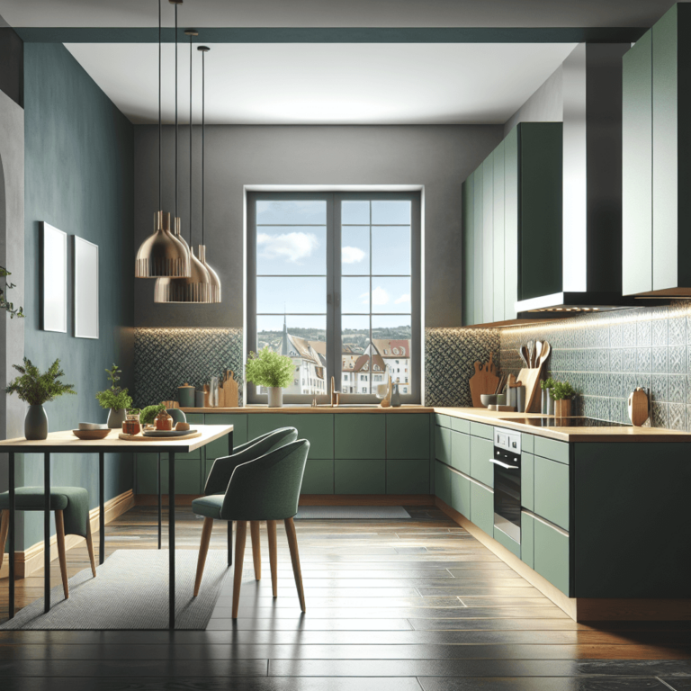 grüne einzeilige Küche-Augsburg-1