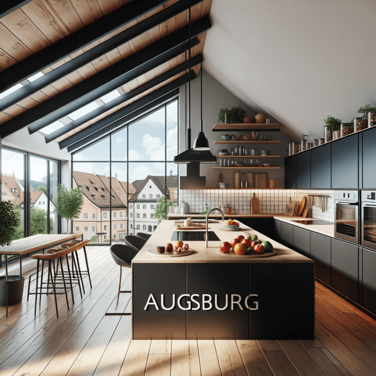 schwarze Küche für Dachschräge-Augsburg-1