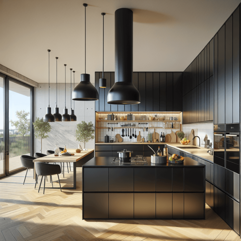 schwarze Küche in L-Form-Augsburg-1