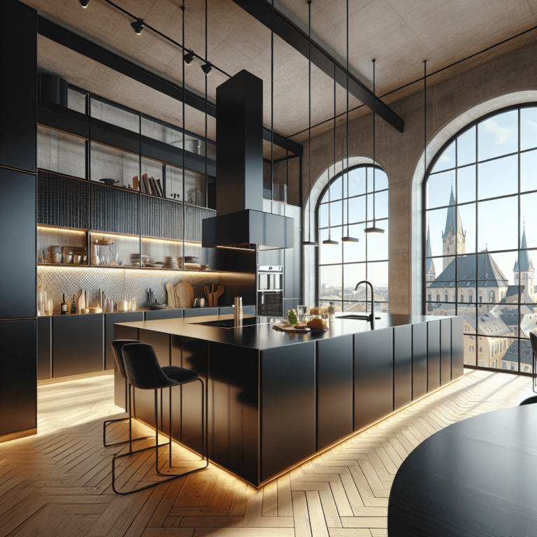 schwarze Küche in U-Form-Augsburg